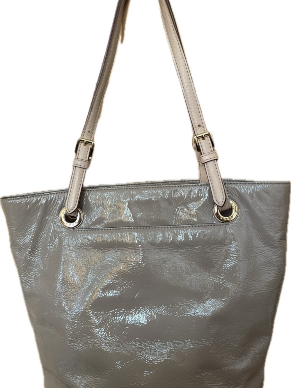 Michael Kors Light Gray Patent Tote with Gold Hardware - Picture 2 of 6